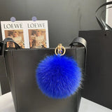 Lkblock Fluffy Real Fox Fur Ball Poms Keychain For Women Luxury Pompom Keyring Accessories Bag Decoration Emo Trinket Jewelry Gifts