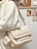 Lkblock Harajuku Soft Messenger Bag Women Leather Large Capacity Casual Cloud Crossbody Bags Ladies Vintage White Handbag