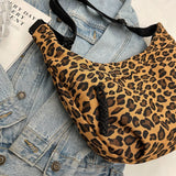 Lkblock Leopard Shoulder Bags For Women Fashion Cloth Messenger Bags Large Capacity Crossbody Packages Cute Canvas Female Hobos