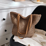 Lkblock Hand-woven Women's Shoulder Handbag Bohemian 2024 Summer Fashion Straw Beach Tote Bag Travel Shopper Weaving Shopping Bags