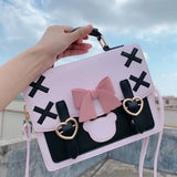 Lkblock Japanese Crossbody Bag for Women Fashion Sweet Handbags 2023 New Arrive Cute Lolita Style Bow PU Y2K Shoulder Bags Bolsas Mujer