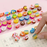 Lkblock 50pcs/bag Kawaii Fruit Animals Erasers Mini Cute Rubber Pencil Eraser for School Kids Gifts Korean Stationery Office Supplies