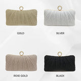 Lkblock Women Luxury Clutch Shoulder Bag Purse for Party Wedding Prom Birthday Long Square Gold Evening Bags Pleated Elegant Handbag New