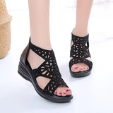 Lkblock Med Shoes Beige Heeled Sandals Clogs Wedge Summer Open Toe Medium Black Rhinestone Fashion Platform Low Girls Comfort New