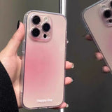 Lkblock Luxury Transparent Pink Powder Silicone Phone Case For iPhone 13 12 11 14 15 Pro Max XR X 7 8 Plus Gradient Clear Soft TPU Cover