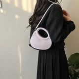 Lkblock Half Moon Small Shoulder Bag For Women 2024 Spring New Green Purple Handbags Pleated Design PU Leather Crossbody Round Hand Bag