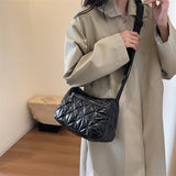 Lkblock Elegant Folded Quilted Cotton Shoulder Bag For Women New 2024 Luxury Bag Bright Surface Silver Crossbody Bags Bucket Bag Handbag