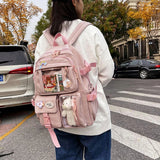 Lkblock Cute Women Backpacks Waterproof Multi-Pocket Nylon School Backpack for Student Female Girls Kawaii Laptop Book Pack Mochilas