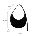 Lkblock Half Moon Women Shoulder Bag Faux Suede Purses and Handbags Winter Light Cloud Tote Bags for Women New Dumpling Bag Clutch Lady