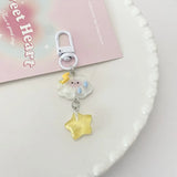 Lkblock Cute Mood Cloud Star Keychain Girls Cartoon Kawaii Key Chain for Women Couple Children Bag Charms Kpop Jewelry Key Accessories