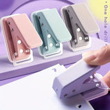 Lkblock Solid Color 1 Hole Punch Cute Protable 1 Hole Paper Circle Cutter Book Binding Machine Puncher School Office Supplies Stationery