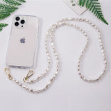 Lkblock DIY Luxury Pearl Chain Crossbody Strap Shockproof Acrylic Lanyard Phone Case for iPhone 14 13 12 PRO 15 Pro Max X XS 12 MINI