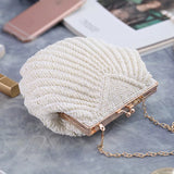 Lkblock Women Wedding Purse And Handbag Elegant Evening Party Bags Clutches White Shell Pochette Mariage Sac Femal Beaded Clutch Bag Sac