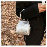 Lkblock Fairycore Y2k Hand Bag Women Vintage Butterfly Pearl Handle Messenger Bags Purse Female Harajuku Pink Shell Bag Wallet