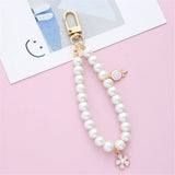 Lkblock Simulated Pearl Key Chain for Aorpods Bag Pendant Beaded Key Holder for Women Mobile Phone DIY Jewelry Accessories