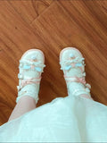 Lkblock Summer Lolita Sweet Sandals Women Japanese Bow Kawaii Chic Mary Janes Shoes Female Preppy Style Lace-up Round Toe Shoes