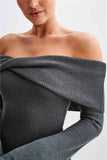 Lkblock Off-shoulder Knit Mini Dress For Women Autumn Winter New Strapless Backless Long Sleeve Ruched Draped Knitted Dress