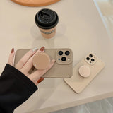 Lkblock Retro Solid Color Matte With Holder Case For iPhone 15 14 13 12 11 Pro Max 7 8 Plus XS X XR SE 2 Mini Soft Silicone Bumper Cover