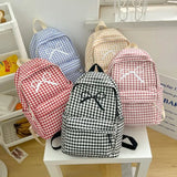 Lkblock Japanese Small Fresh High School Student Bag Female Korean Ins Wind Student Junior High School Student Plaid Bow Backpack