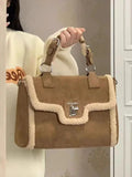 Lkblock Vintage Brown Tote Bag Women Autumn Winter New Handle Large Capacity Shoulder Bag Female Casual Crossbody Bags Briefcase