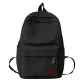 Lkblock Solid Black Canvas Backpacks 100% Cotton Leisure Or Travel Bags Unisex Large Capacity Packages  Fashion Simple School Bags