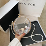 Lkblock Transparent Clear Pvc Small Round Bag Mini Women Handbags And Purse Designer Chain Shoulder Messenger Bag Wrist Bag New