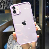 lkblockCandy Color Shockproof Silicone Bumper Phone Case For iPhone 16 15 14 11 12 13 Pro Max X XS XR Transparent Protection Back Cover