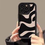 Lkblock Zebra Stripe Phone Case For iPhone 14 13 11 12 15 Pro Max 7 8 XS XR XS MAX Soft Silicone Fashion Shockproof Back Cover Case