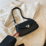 Lkblock Loving Heart Buckle Crossbody Bags For Women Luxury Designer Handbags Silver Color Small Shoulder Underarm Phone Bag