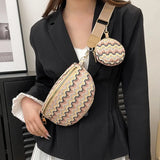 Lkblock New Trendy Fashionable Mother Child Chest Bag Personalized Stripe Ethnic Style Crossbody Bag High end Simple Versatile Waist Bag