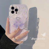 Lkblock Ins Cute Cartoon Butterfly Shockproof Case For iPhone 14 13 12 11 Pro Max Soft Silicone Bumper Protective Cover With Holder