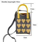 Lkblock Korean Fashion Heart Knitted Mini Square Handbag for Women Small Mobile Phone Shoulder Bags Girls Cute Outdoor Crossbody Bags