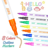 Lkblock Double Line Contour Pen, 8 Color Suit, DIY Dream Fluorescent Pen, Children's greeting Card, Birthday, graffiti, Metal Border