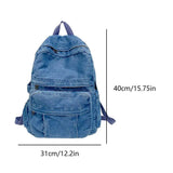 Lkblock Women Jeans Shoulder Bag Large Capacity Denim Simple Backpack Adjustable Strap Laptop Backpack Female Daily Backpack