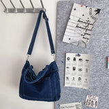 Lkblock Denim Shoulder Bags For Women Thread Canvas Casual Totes 100% Cotton Tooling Packages Large Capacity Cloth Handbags Korea Bags