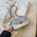 Lkblock Loving Heart Buckle Crossbody Bags For Women Luxury Designer Handbags Silver Color Small Shoulder Underarm Phone Bag