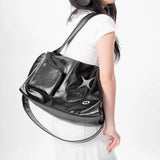 Lkblock - Silver Y2k Tote Bags for Women Aesthetic Luxury Designer Large Capacity Shoulder Bag Commuter Pu Leather Shopper Handbag