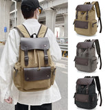 Lkblock Men Retro Canvas Shoulders Backpack Business Casual Laptop Backpack Large Capacity Waterproof Travel Backpack Student Schoolbag