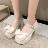 Lkblock White Platform Heels Women Mary Jane Shoes Vintage Girls High Heel Platform Lolita Shoes Japanese Style College Student Shoes