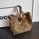 Lkblock Leopard Casual Totes For Women Large Capacity Fashion Shoulder Bags Soft Cloth Big Leisure Or Travel Bags Korea Lazy breeze Bags