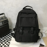 Lkblock Backpacks Preppy Students Backpack Large Capacity Button Travel Bag Solid Simple Harajuku Chic Fashion Retro Unisex High Street