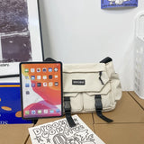 Lkblock Letter Patch & Release Buckle Decor Crossbody Bag With Bag Charm in White