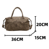 Lkblock Maillard Khaki Suede Handbag for Women Large Quality Nubuck Leather Female Retro Crossbody Bag Ladies Big Commuter Shoulder Bags