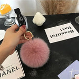 Lkblock Fluffy Real Fox Fur Ball Poms Keychain For Women Luxury Pompom Keyring Accessories Bag Decoration Emo Trinket Jewelry Gifts