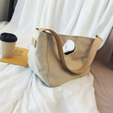 Lkblock Korean Fashion Simple Canvas Tote Bag for Women Shoulder Bags Fashion Large Capacity Portable Crossbody Bag Women Shopping Bag