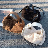 Lkblock Winter Fluffy Lambswool Handbags Luxury Designer Bags for Women Faux Fur Shoulder Bag Soft Warm Plush Crossbody Bags Female Tote