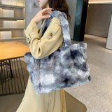 Lkblock Overlarge Plush Tote Bag Winter Faux Fur Bags for Women Shoulder Bag Fluffy Warm Handbag Designer Soft Shopper Purses Female New