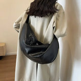 Lkblock Retro Korean Version Ins Hobos Bag Causal Large Capacity PU Soft Simple and Casual New Tote Leather Shoulder Bags