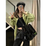 Lkblock Vintage Black Y2k Handbag Women Cool Girls Leather Large Capacity Tote Bag Ladies Moto Biker Casual Crossbody Bags