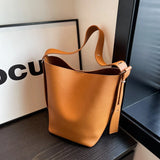 Lkblock Vintage pu Leather Bucket Shoulder Bags for Women Designer Korean Fashion Female Handbags Large capacity Underarm Bag